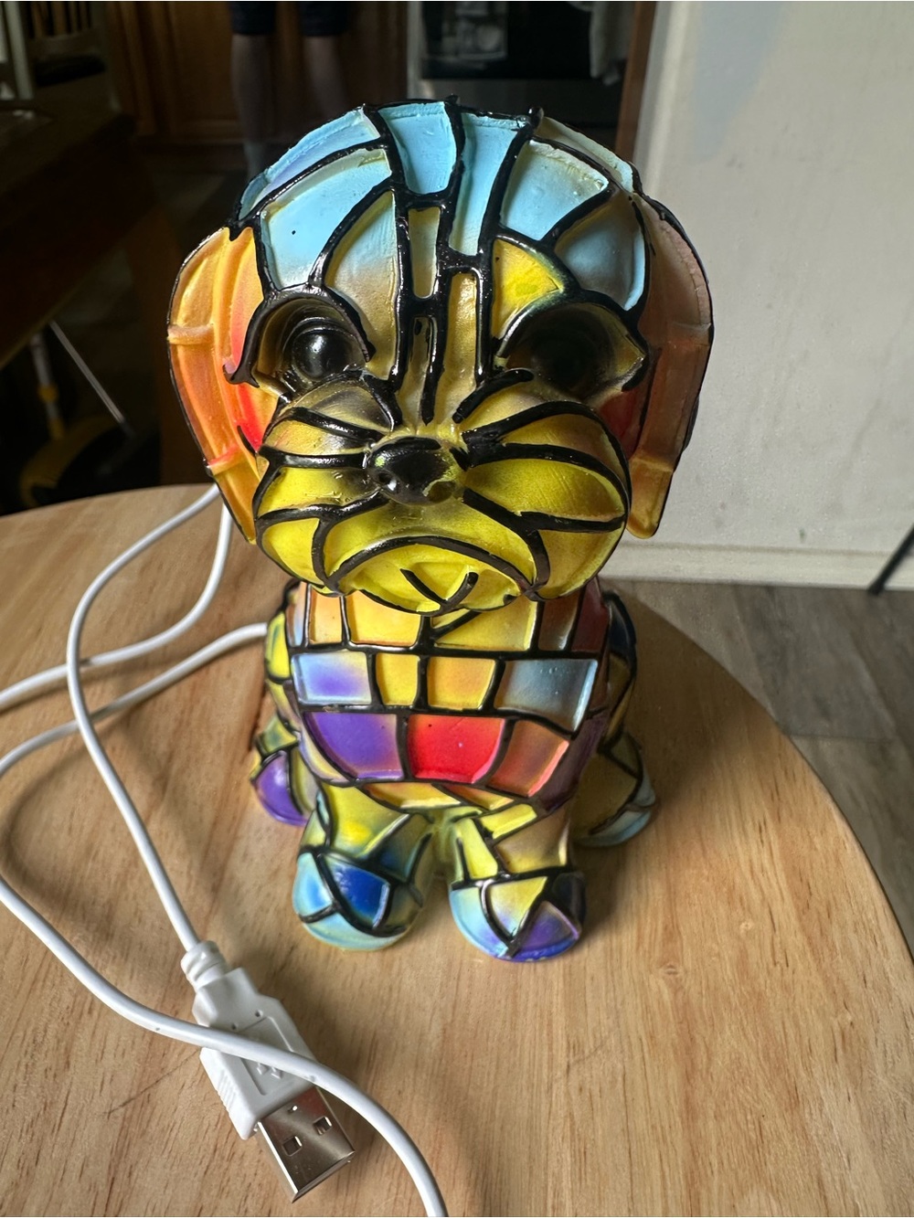 Stained Glass Mosaic Puppy Night Light - Multicolor